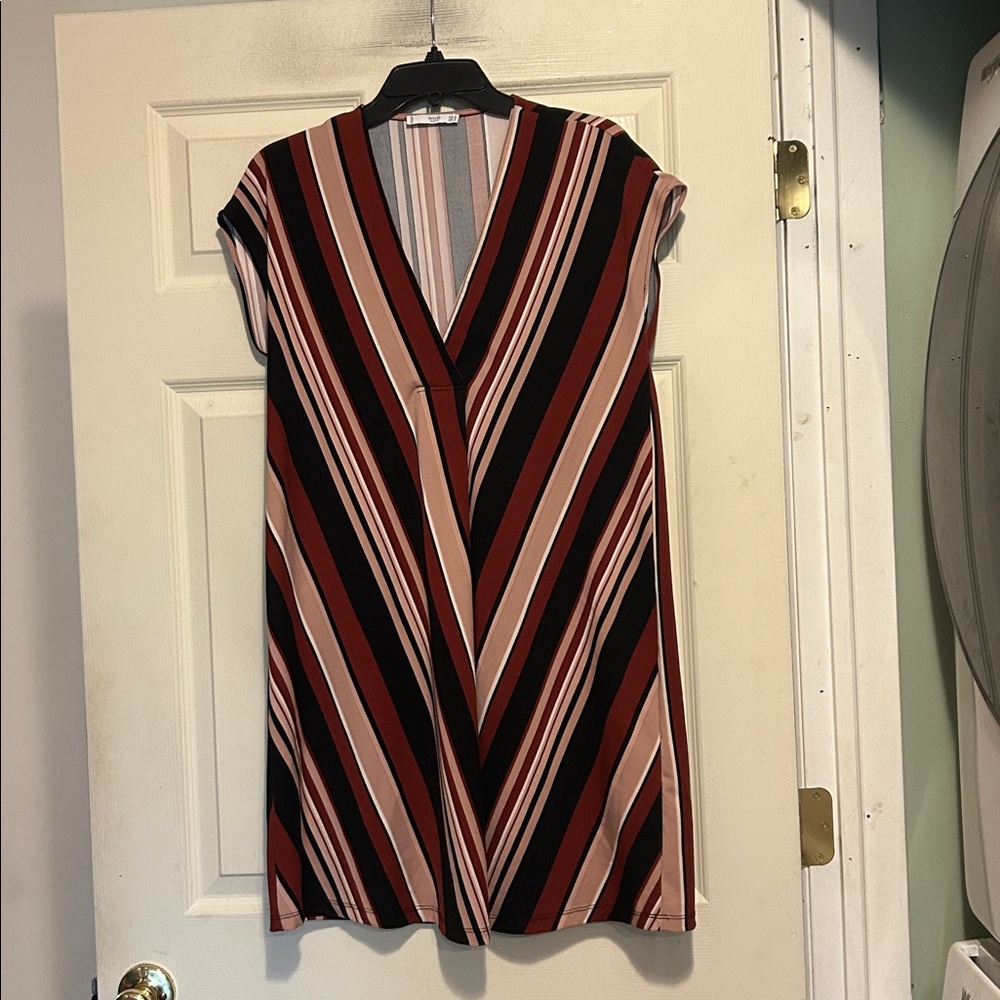 MNG Basics Mango Multicolor Striped Drop Sleeve Dress Size Medium